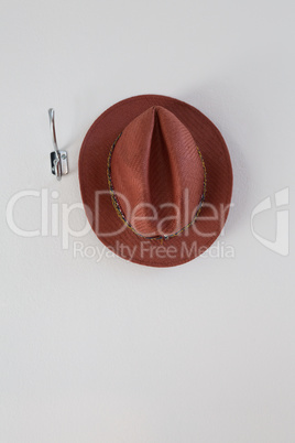 Hat hanging on hook