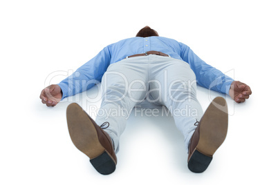 Male executive sleeping on white background