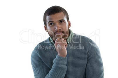 Man standing against white background