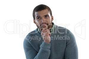 Man standing against white background