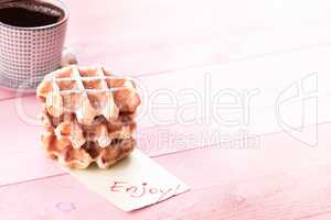 Fresh waffles and enjoy message