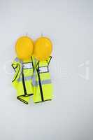 Protective workwear hanging on hook