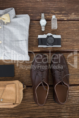 Various equipment on wooden floor