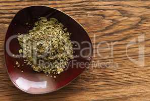 Herbs on wood, cooking ingredients