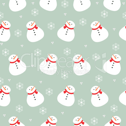Flat snowmen/snowflakes pattern seamless vector