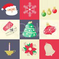 Simple Christmas flat set illustrations
