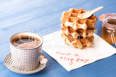 Hot coffee and napkin message