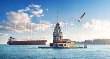 Maiden Tower in Istanbul at day