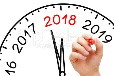 New Year 2018 Clock Concept