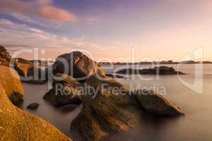 Beautiful sunrise in a bay in Costa Brava, Spain