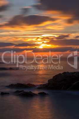 Beautiful sunrise in a bay in Costa Brava, Spain