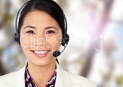 Customer service woman's face in nature
