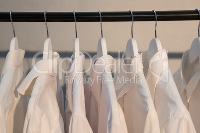Shirts hanging on cloth hanger