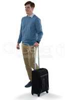 Male executive walking with luggage