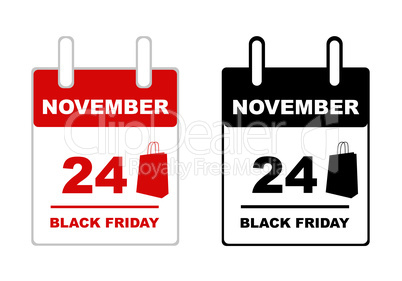 Black friday calendar isolated