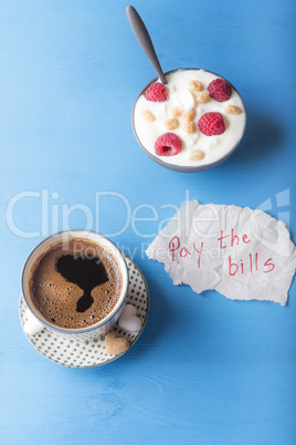 Breakfast and a pay the bills note