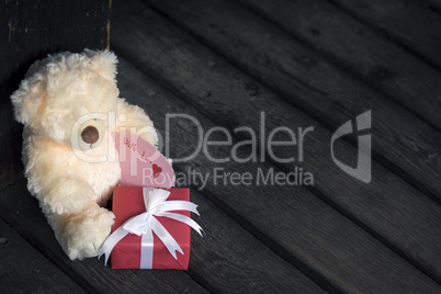 Teddy bear and label with message
