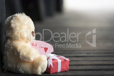 Teddy bear toy and gift box