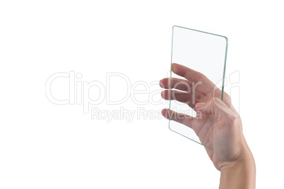 Female executive using glass digital tablet 4k