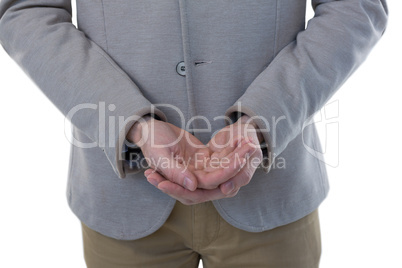 Businessman pretending to hold an invisible object