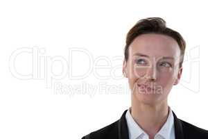 Businesswoman standing against white background