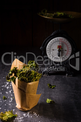 Vegan kale chips with sea salt
