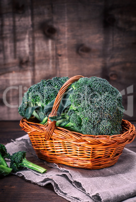 fresh broccoli in a brown wicker basket