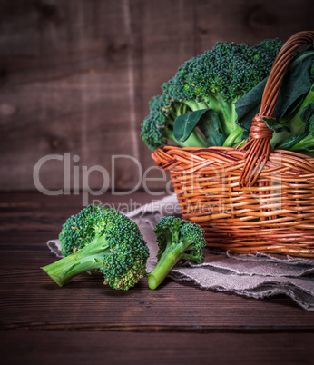 raw broccoli in a brown wicker basket