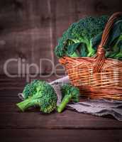 raw broccoli in a brown wicker basket