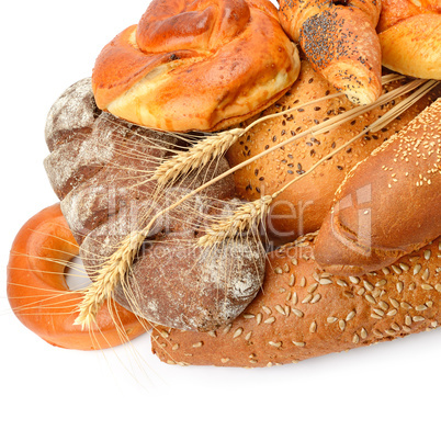 bread and bakery product isolated on white background