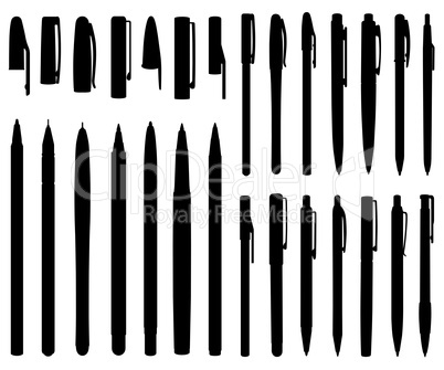 Set of different ballpoint pens