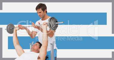 Fitness trainer men with minimal shapes lifting wieghts