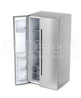 Side-by-side refrigerator with opened door