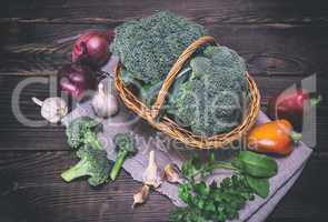 fresh cabbage broccoli in a basket