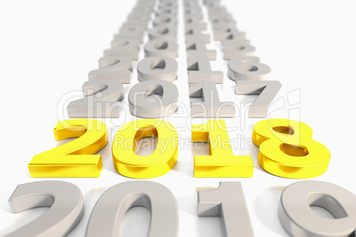 3d render - new year 2018 timeline concept - gold