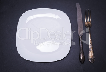 empty white square ceramic plate