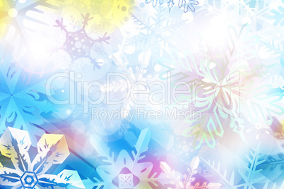 Colorful Christmas background with snowflakes and stars