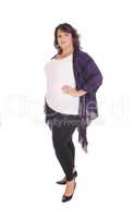 Full figured woman standing in tights