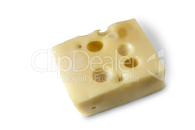 A piece of cheese on a white background