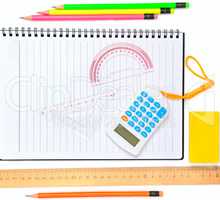 School and office supplies isolated on white