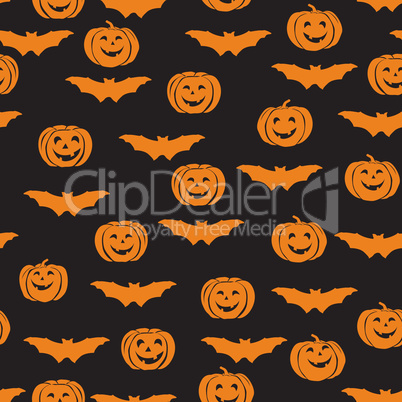 Halloween seamless pattern. Holiday ornamental background with b