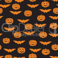 Halloween seamless pattern. Holiday ornamental background with b
