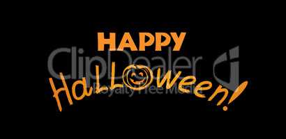 Halloween greeting card. Holiday background with lettering and p
