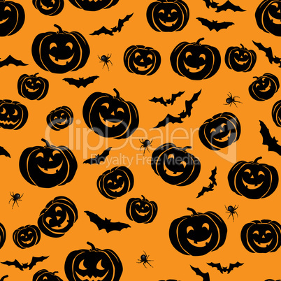 Happy Halloween seamless pattern. Holiday party background with