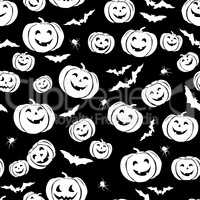 Happy Halloween seamless pattern. Holiday party background with
