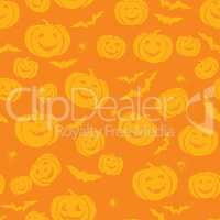 Happy Halloween seamless pattern. Holiday party background with