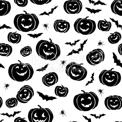 Happy Halloween seamless pattern. Holiday party background with