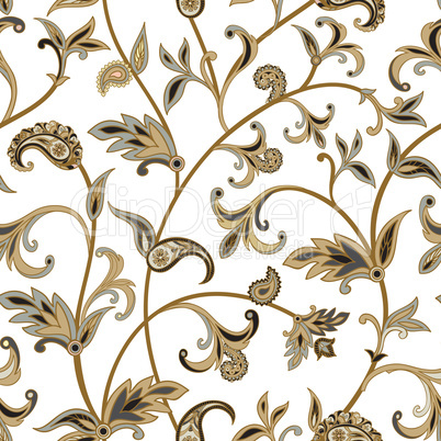 Floral  tiled pattern. Flourish oriental background. Ornament wi