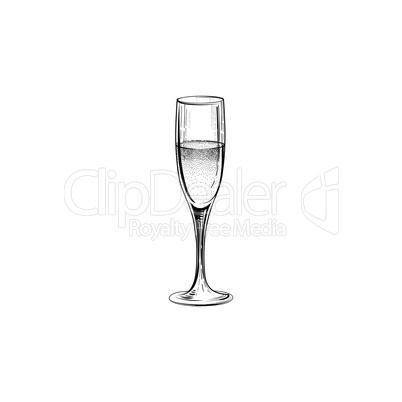 Drink champagne sign. Christmas party icon with wine glass. Hand