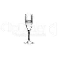 Drink champagne sign. Christmas party icon with wine glass. Hand